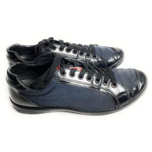 Prada Leather Shoes Sneaker Black Blue Size 8